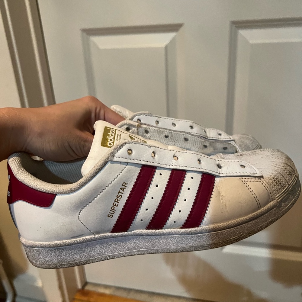 Adidas superstar white college burgundy